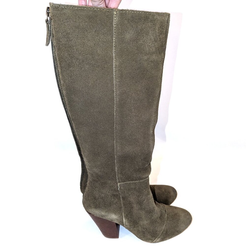 Matisse | Suede Knee High Boots Olive Green Block Heel | Size 7.5M